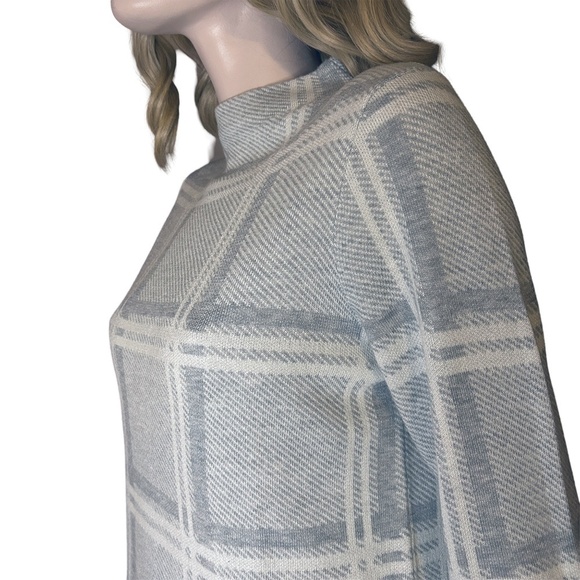 Camber & Grace Cheater Sweater Tunic Grey White Plaid Illusion Blouse Super Soft - Picture 9 of 14